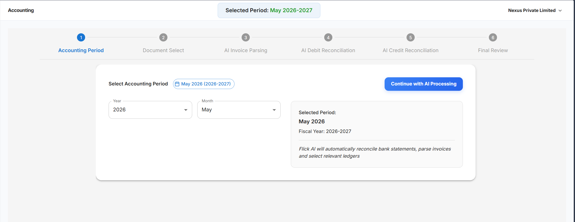 Flick AI guided accounting workflow screenshot